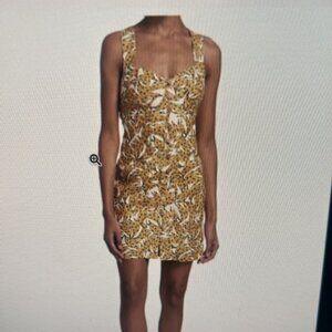 Farm Rio Spotted Bananas Cross-Back Mini Dress, Medium